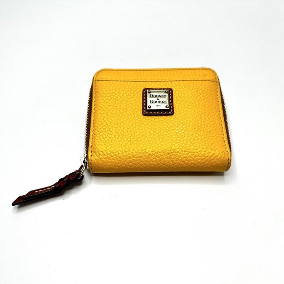 Dooney & Bourke Pebble Grain Small Zip Around Wallet — Dandelion Yellow — EUC - Picture 1 of 15